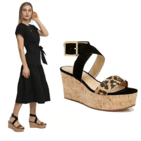 Veronica Beard Hurley Cross Ankle Strap Platform Wedge Animal Print Sandal | 8.5 - Picture 16 of 16